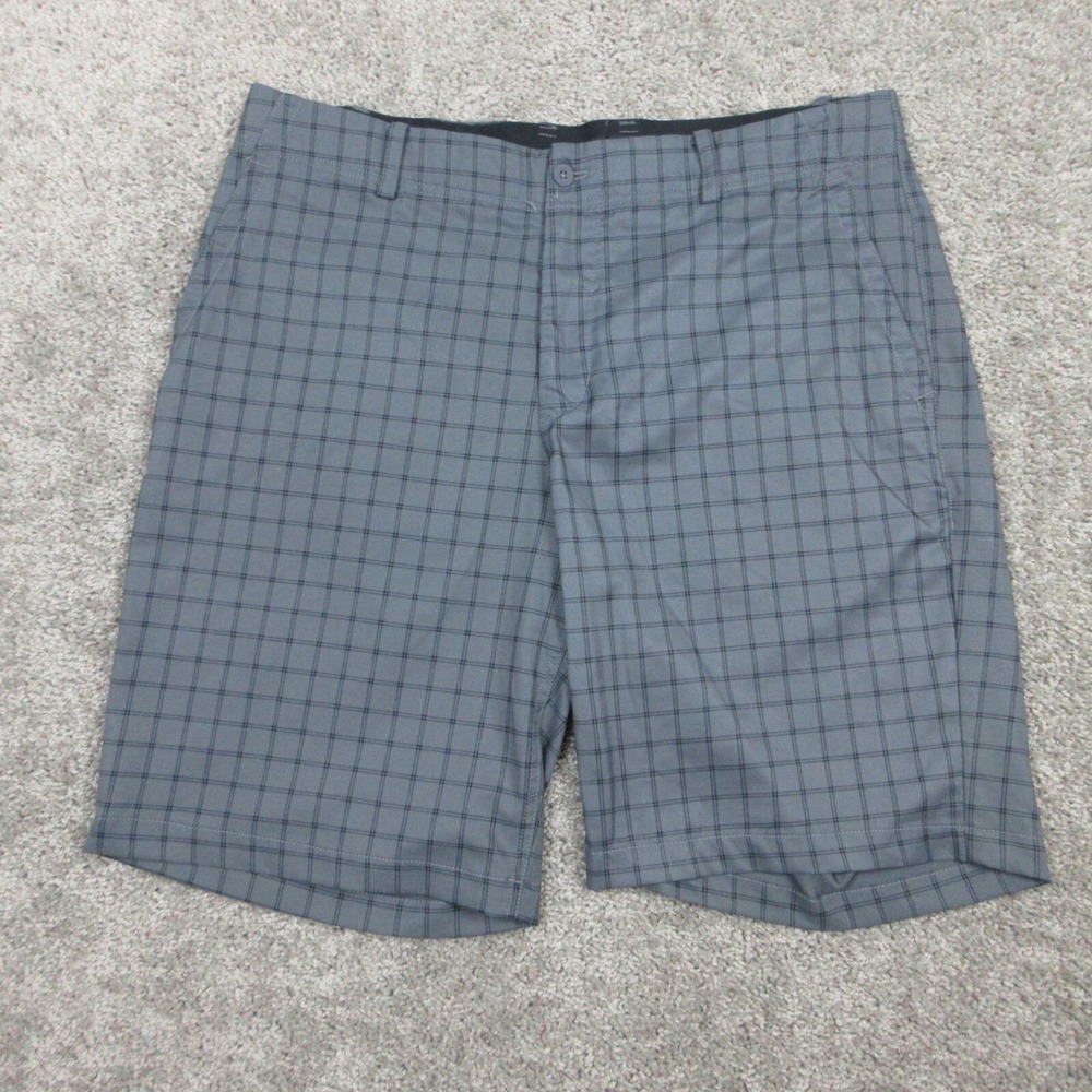 Nike Shorts Mens 36 Gray Plaid Drifit Performance Golf Swoosh Bottom Chino Short